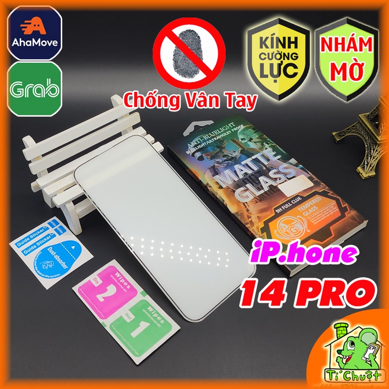 [Nhám Siêu Cứng] Kính CL Chống Vân Tay iPhone 14 PRO  6.1&quot; Cường Lực 2.5D FULL Màn Viền Kính Bóng