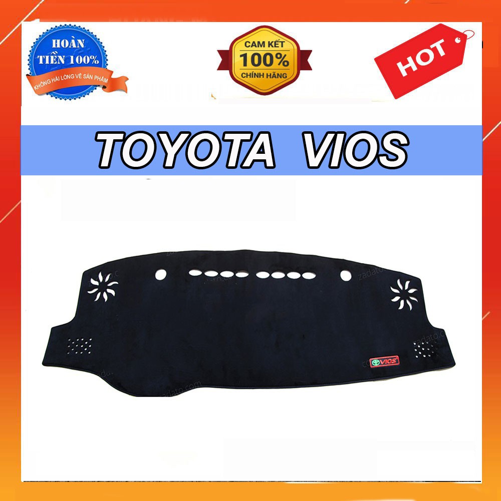 Thảm taplo xe Toyota Vios 2019 2020 2021 2022 2023 Màu Đen Chất Liệu Nhung Lông Cừu Đế Có Chống Trượt, chuẩn form xe