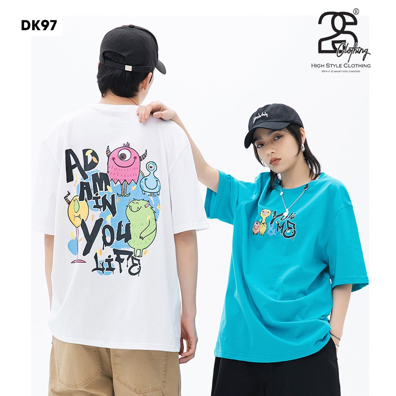 Áo Phông Phom Rộng Nam Nữ Tay Lỡ 2S Clothing, Áo Thun Tay Lỡ Unisex Nam Nữ Giấu Quần In Hình Kute DK97