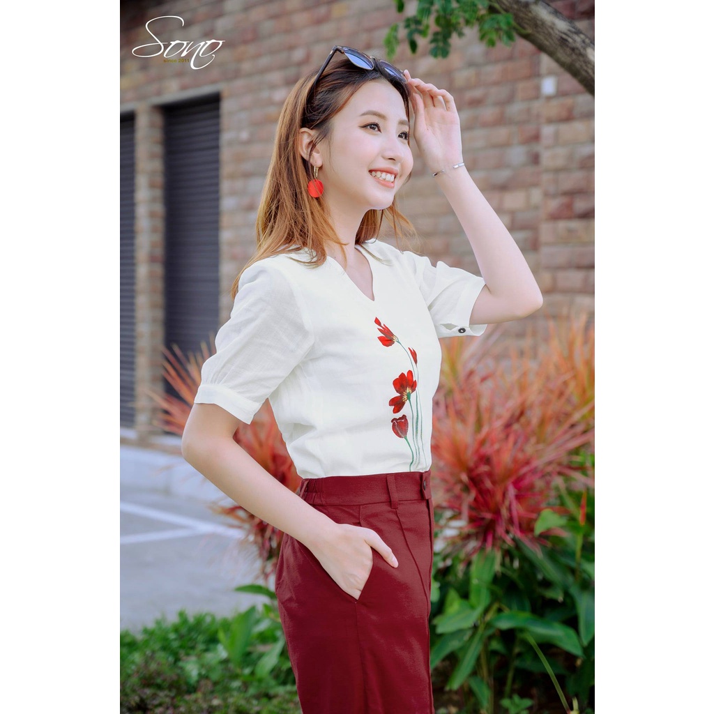 Sono - Quần Dài Chất Liệu Linen Có Li Giữa Form Suông Trẻ Trung