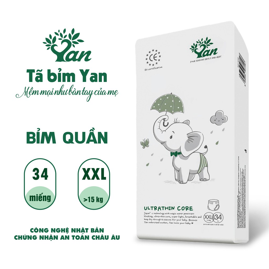 Bỉm quần Angel Yan Ultrathin Core size M42-L38-XL36-XXL34-XXXL32