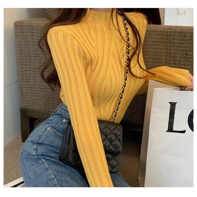 Áo Sweater Dệt Kim Dáng Ôm Phong Cách Thời Trang Hàn Quốc Dành Cho Nữ