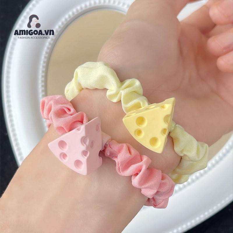✨✨Dây Cột Tóc Cỡ Lớn Họa Tiết Hoạt Hình Phô Mai Dễ Thương 2022 Cho Nữ