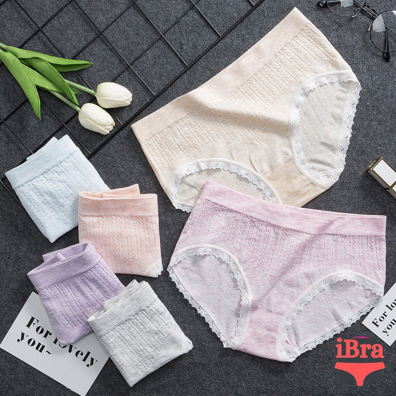 Quần lót nữ viền ren hoa muji Hàn Quốc kháng khuẩn mềm min ,co giãn Freesize<60kg | BigBuy360 - bigbuy360.vn