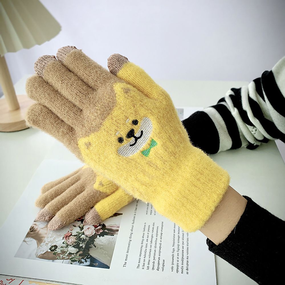 Găng tay giữ ấm co giãn tốt họa tiết gấu dễ thương thời trang dành cho nữ