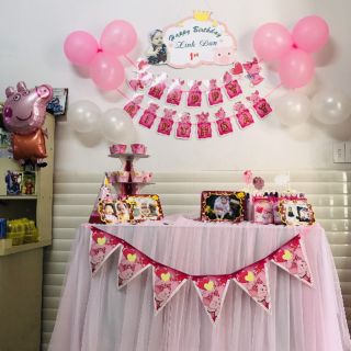 Set mega giấy trang trí sinh nhật heo hồng