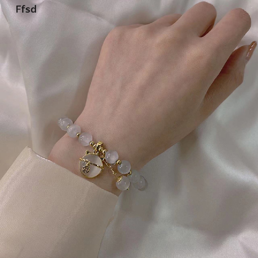 {Ffsd} Vòng Tay Chuỗi Hạt Đá Mắt Mèo Cảm Giác Chạm