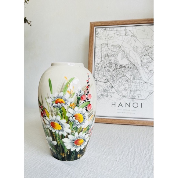 Lọ hoa deco đẹp- lọ hoa vẽ cúc hoạ mi- giá rẻ