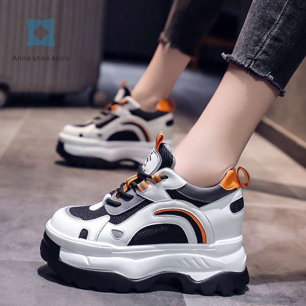 Giày thể thao độn đế tăng chiều cao thời trang mùa thu mới dễ phối đồ cho nữ 2021