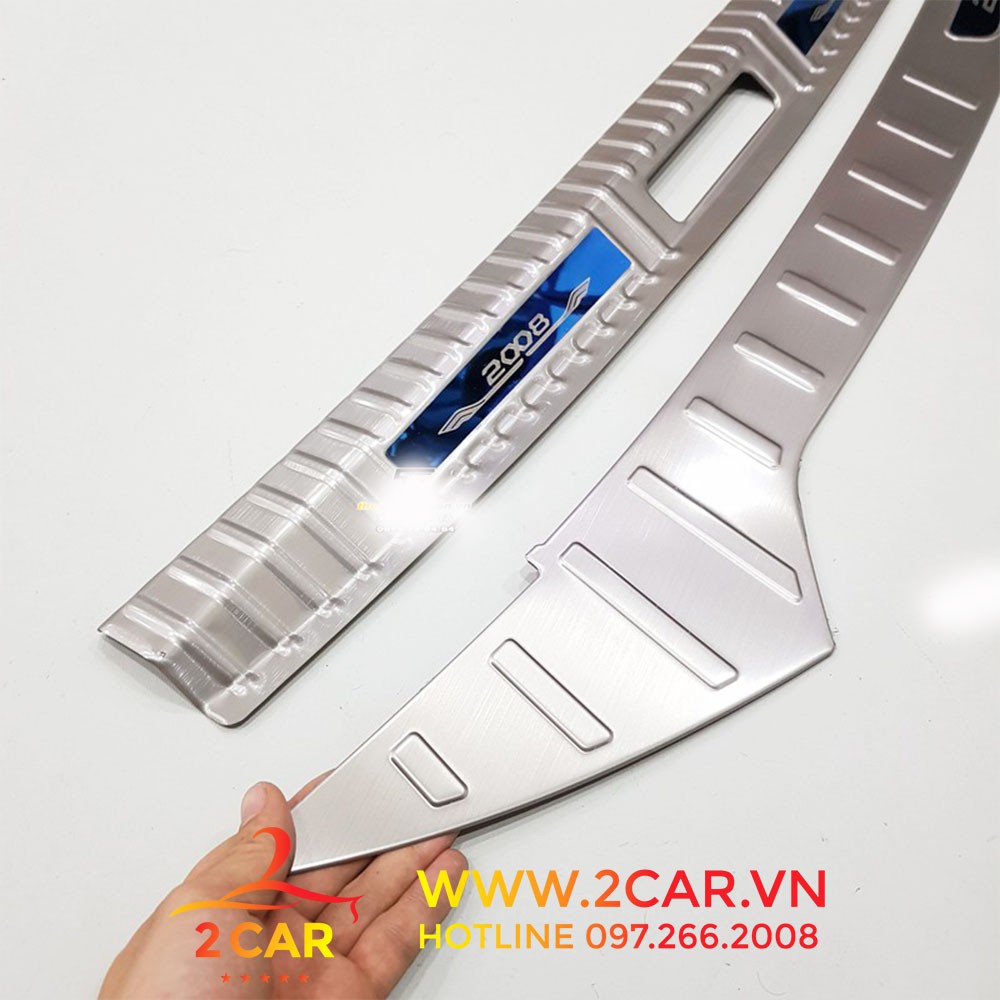 Ốp chống trầy sước cốp trong, ngoài xe Peugeot 2008 , chất liệu Inox