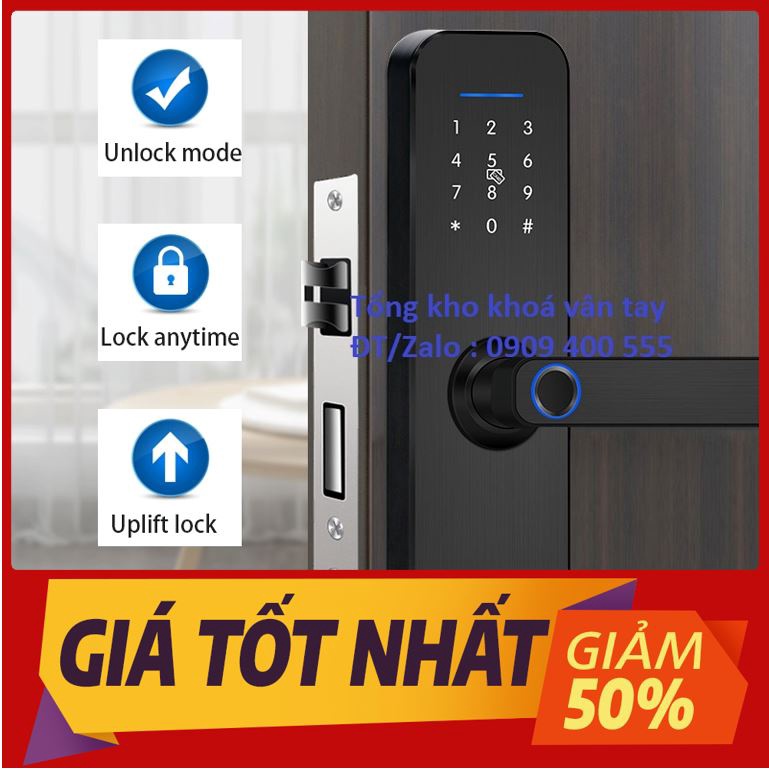 Khoá cửa vân tay [Tuya S5] [FREE SHIP] [Bảo hành 12 tháng] [Chính hãng công ty chất lượng cao][Phục vụ nhanh]