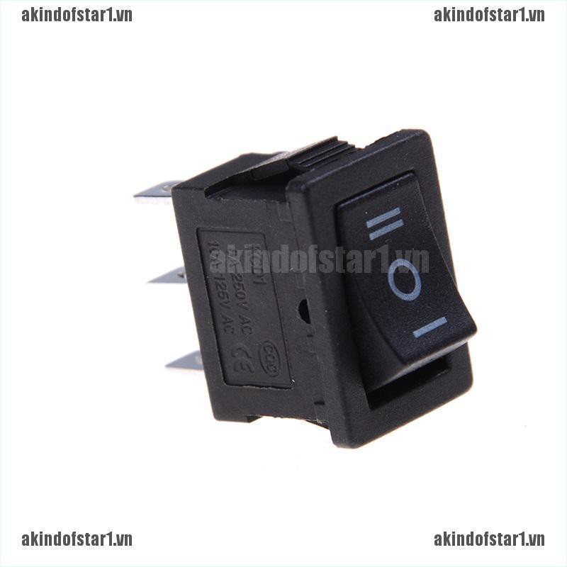 5 Công tắc rocker 3 chấu màu đen mini Bật/Tắt/Bật AC 6A/250V 10A/125V