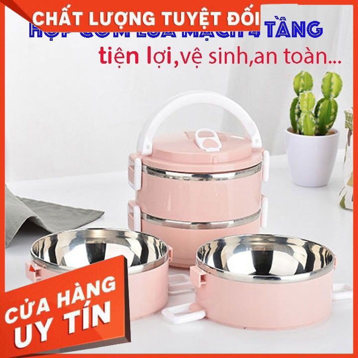 Cặp Lồng Cơm 4 Tầng - Cà Mên Giữ Nhiệt 4 Tầng Lúa Mạch