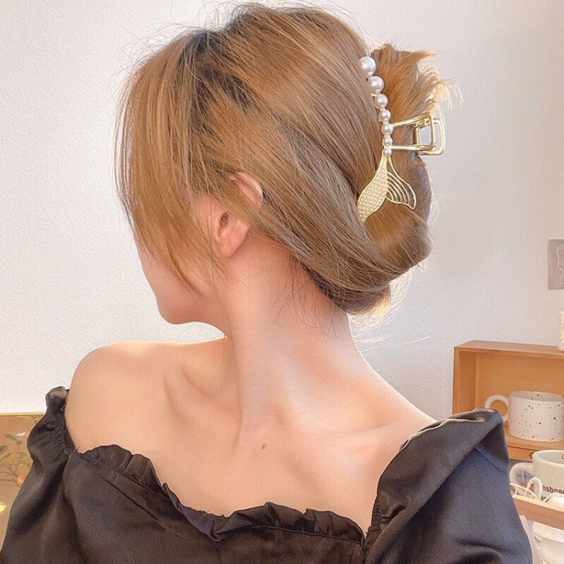 Kẹp tóc càng cua đính đá phong cách Hàn Quốc hình đuôi cá