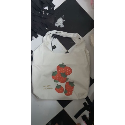 Túi đeo vai đi làm, đi học đẹp giá rẻ, form to, 2 lớp, vải canvas - ORANGE - STRAWBERRY