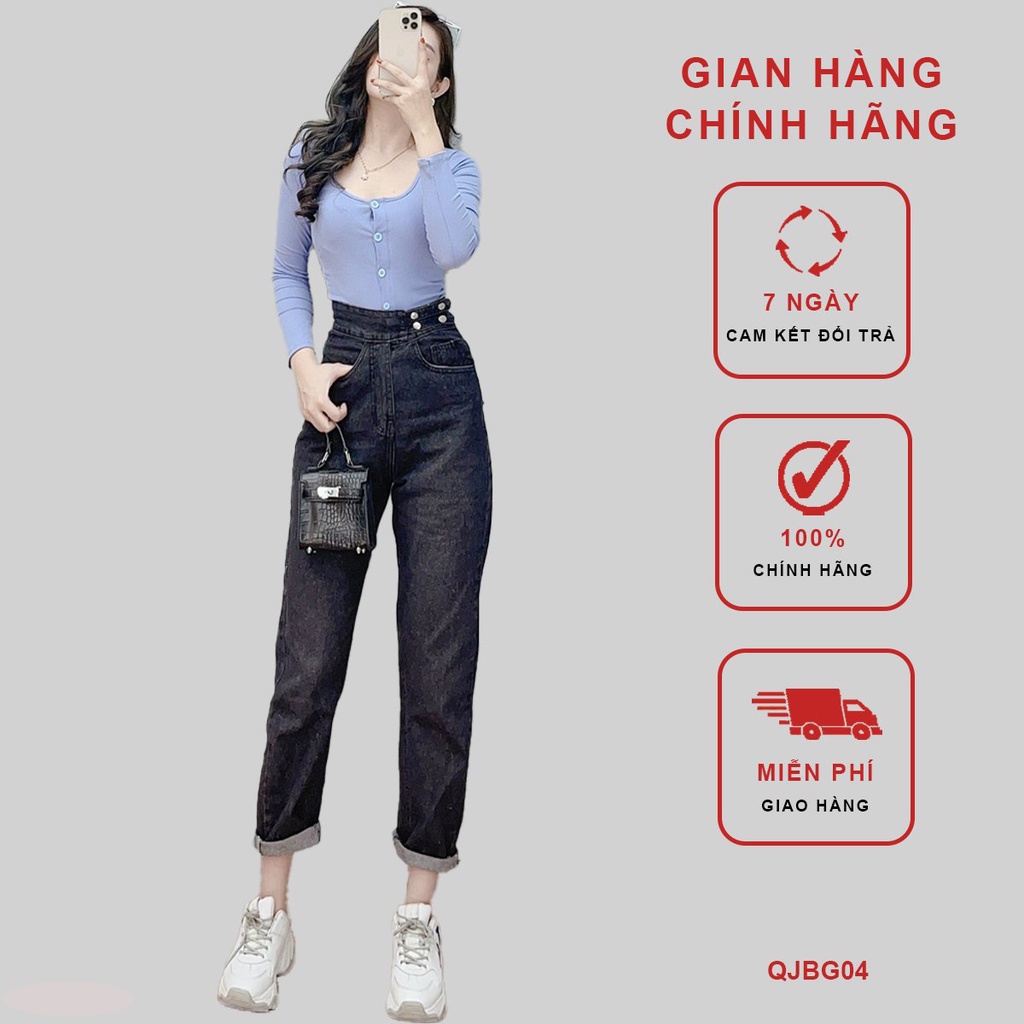 Quần JEAN BAGGY Nhấn Một Bên Eo Hàng Cao Cấp QJBG04 - Hí Shop