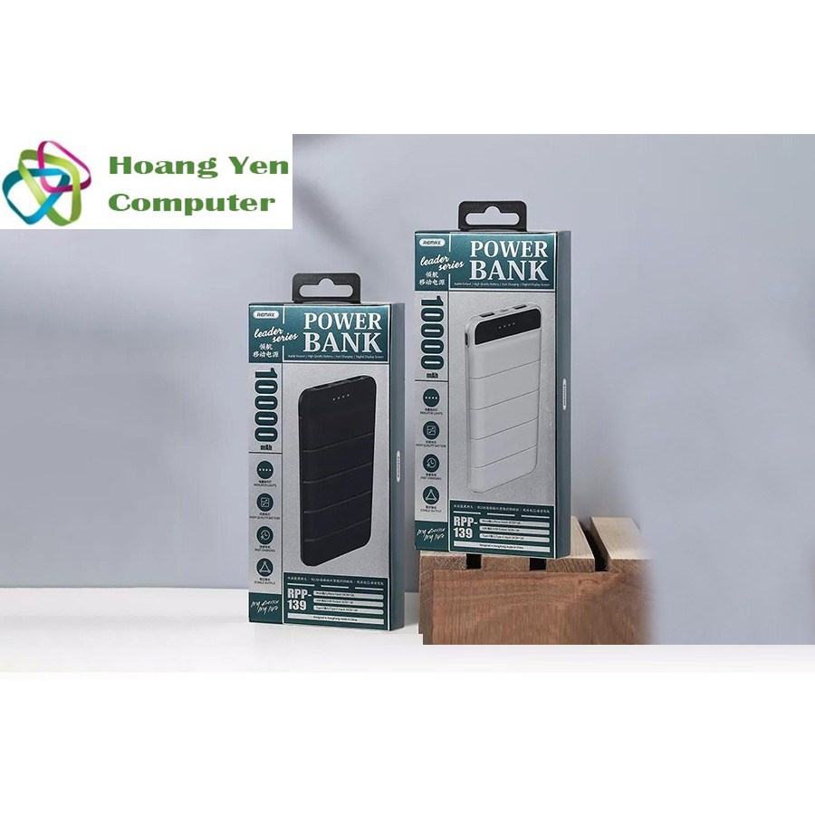 Sạc Dự Phòng Remax RPP-139 10000mAh Lõi Polymer 2 Cổng Sạc Vào, 2 Cổng Sạc Ra - BH 1 Năm