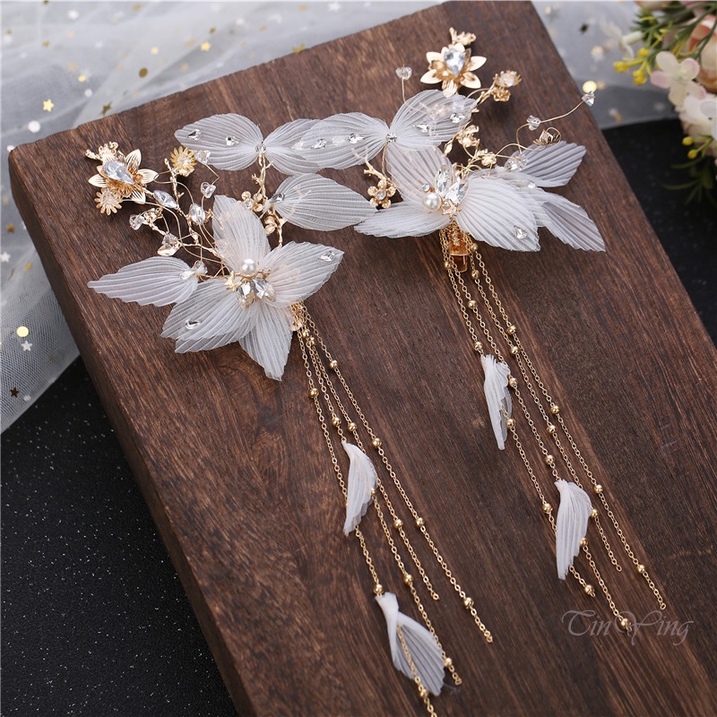 GETNOIVAS Lược Cài Tóc Cô Dâu Đính Hạt Ngọc Trai Và Pha Lê