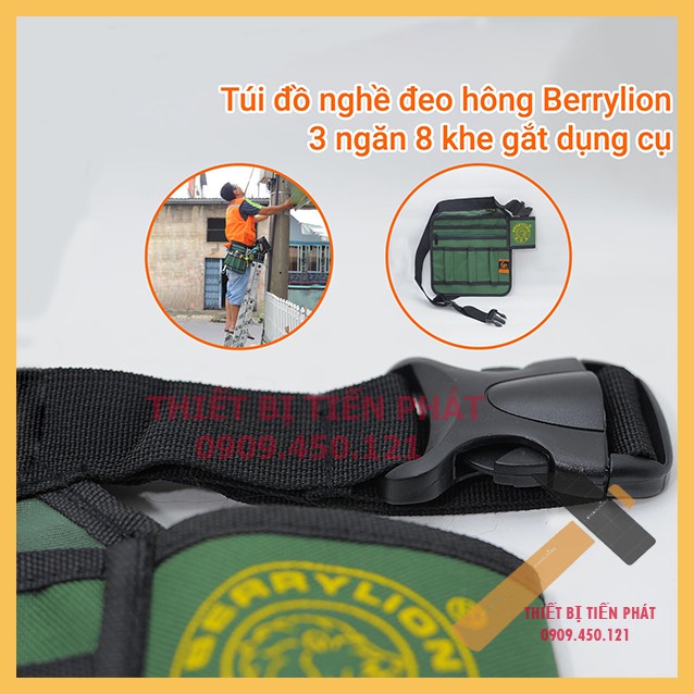 [GIÁ HỦY DIỆT]  Túi Đeo, Túi Đựng Đồ Nghề Đeo Hông BERRYLION 3 Ngăn 8 Khe Gắt Dụng Cụ Cao Cấp (CHÍNH HÃNG)