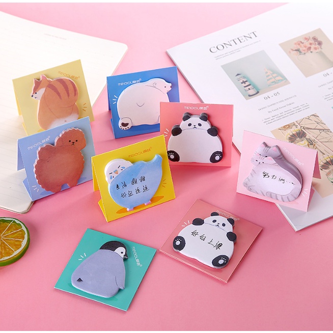Set 30 Tờ Giấy Ghi Chú Tự Dính Hình Động Vật Dễ Thương