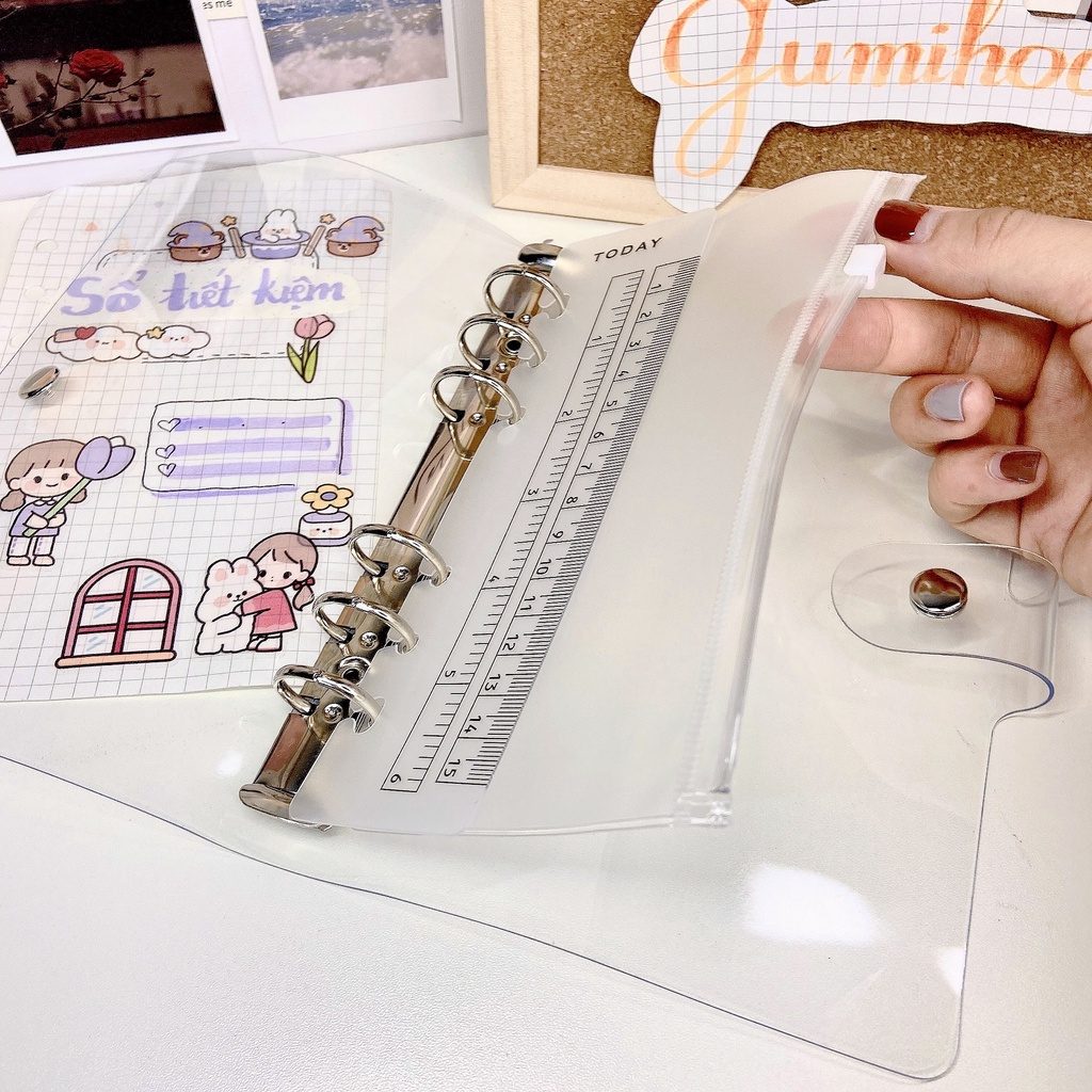 [Bujo] Sổ chi tiêu tiết kiệm đựng tiền binder khổ A6 A5 6 còng