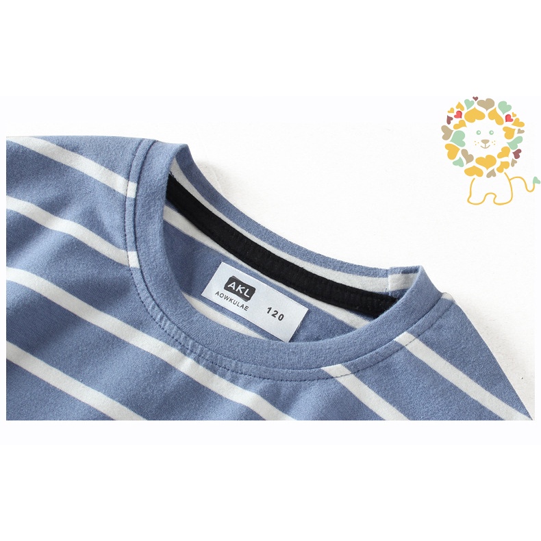 Áo bé trai size đại áo phông trẻ em 19 đến 36 kg hoạ tiết kẻ ngang chất cotton