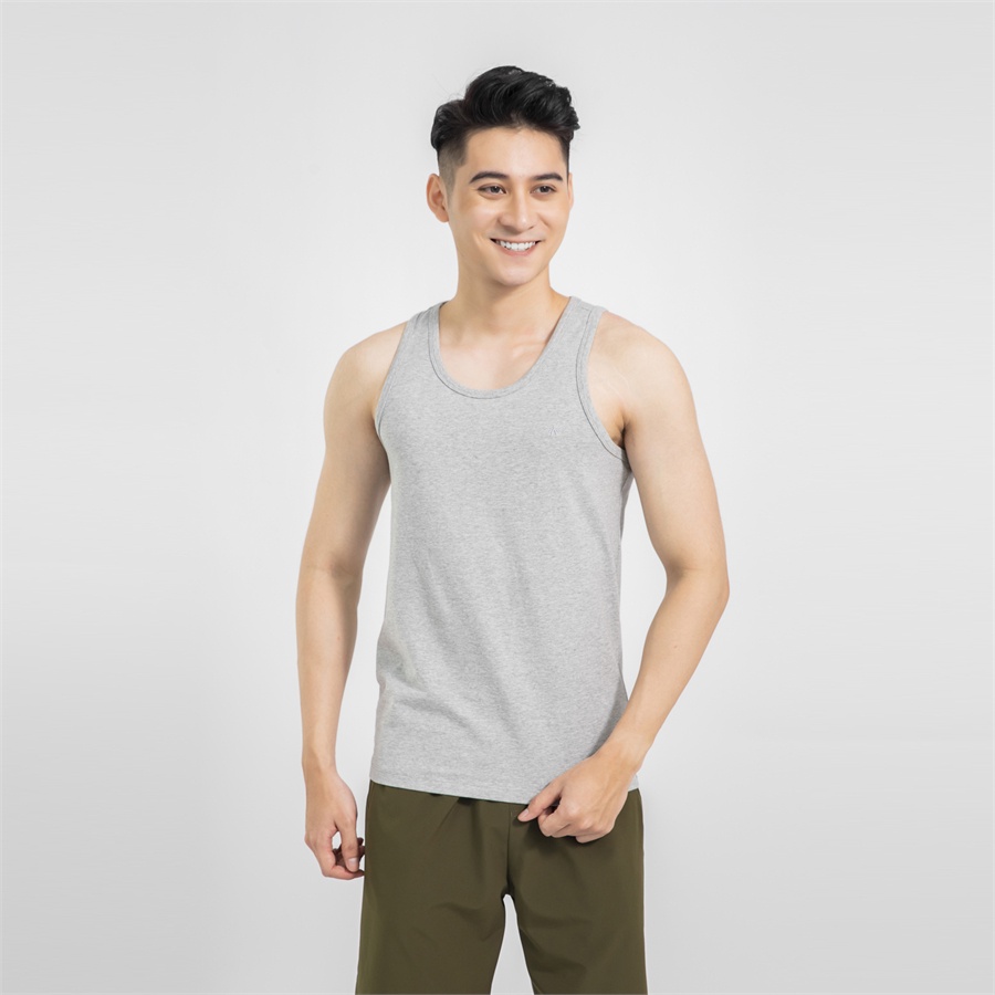 Áo Thun Ba 3 Lỗ Nam ARISTINO ATTR06 Mặc Lót Trong Tập Gym màu xám trơn dáng Tanktop vai nhỏ vải Supima Cotton cao cấp