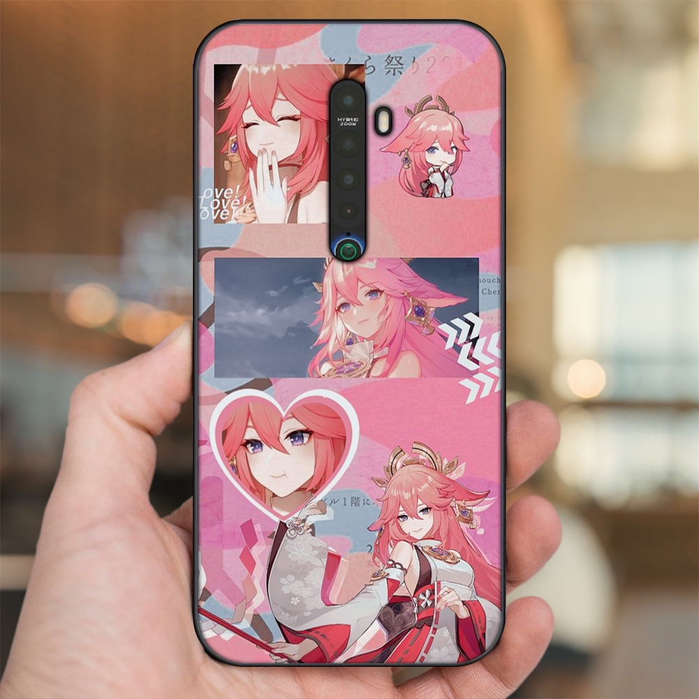 Ốp lưng Oppo Reno 2 viền đen in hình Yae Miko Genshin Impact