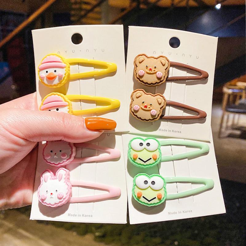 Bộ Kẹp Tóc Họa Tiết Hoạt Hình Kiểu Hàn Quốc Xinh Xắn Đáng Yêu