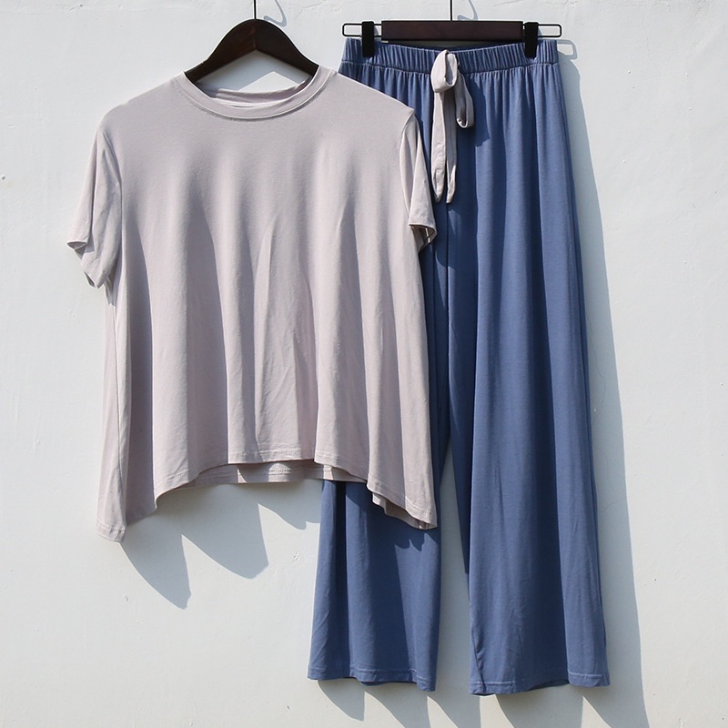 Bộ Đồ Ngủ Tay Ngắn Dáng Rộng Màu Sắc Tương Phản Thời Trang Xinh Xắn Cho Nữ