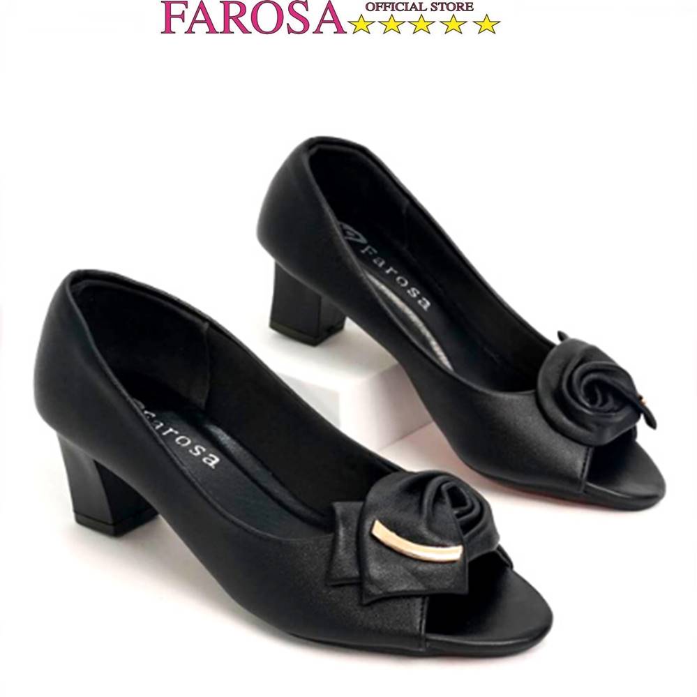 Giày cao gót nữ hở mũi FAROSA - C80 gót trụ 5cm chất da mềm cực êm chân