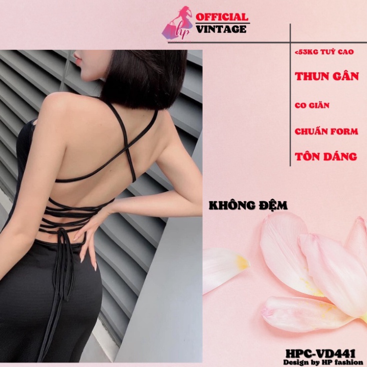 Đầm body nữ hở lưng xẻ tà màu đen, váy đan dây  sang chảnh dự tiệc VD441  -MM