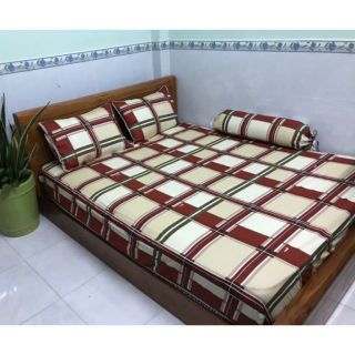 Bộ  ga gối cotton thắng lợi sọc caro