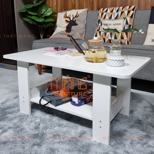 Bàn sofa phòng khách, bàn trà, Cafe mặt gỗ chữ nhật, kiểu dáng chắc chắn, mẫu bt06