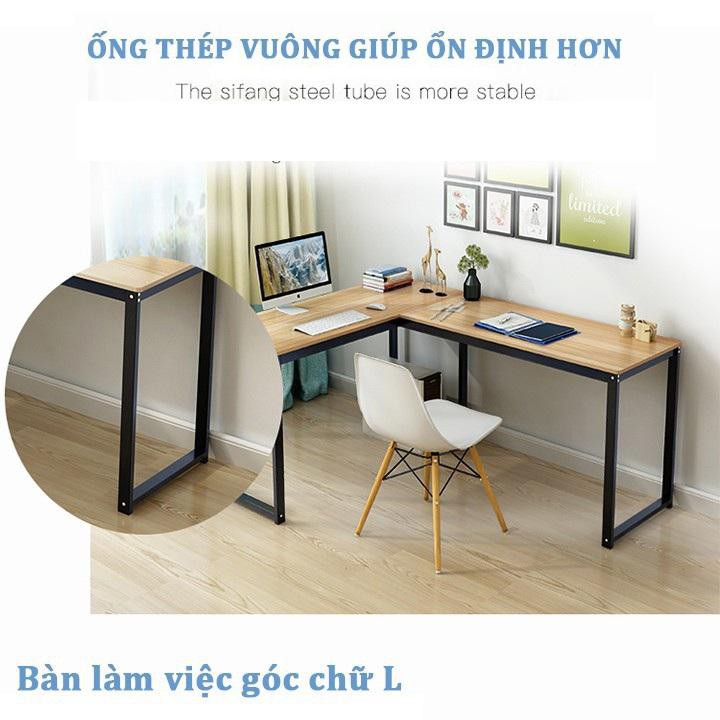 Bàn làm việc - Bàn làm việc chữ L chân thẳng A34, mẫu mới năm 2020