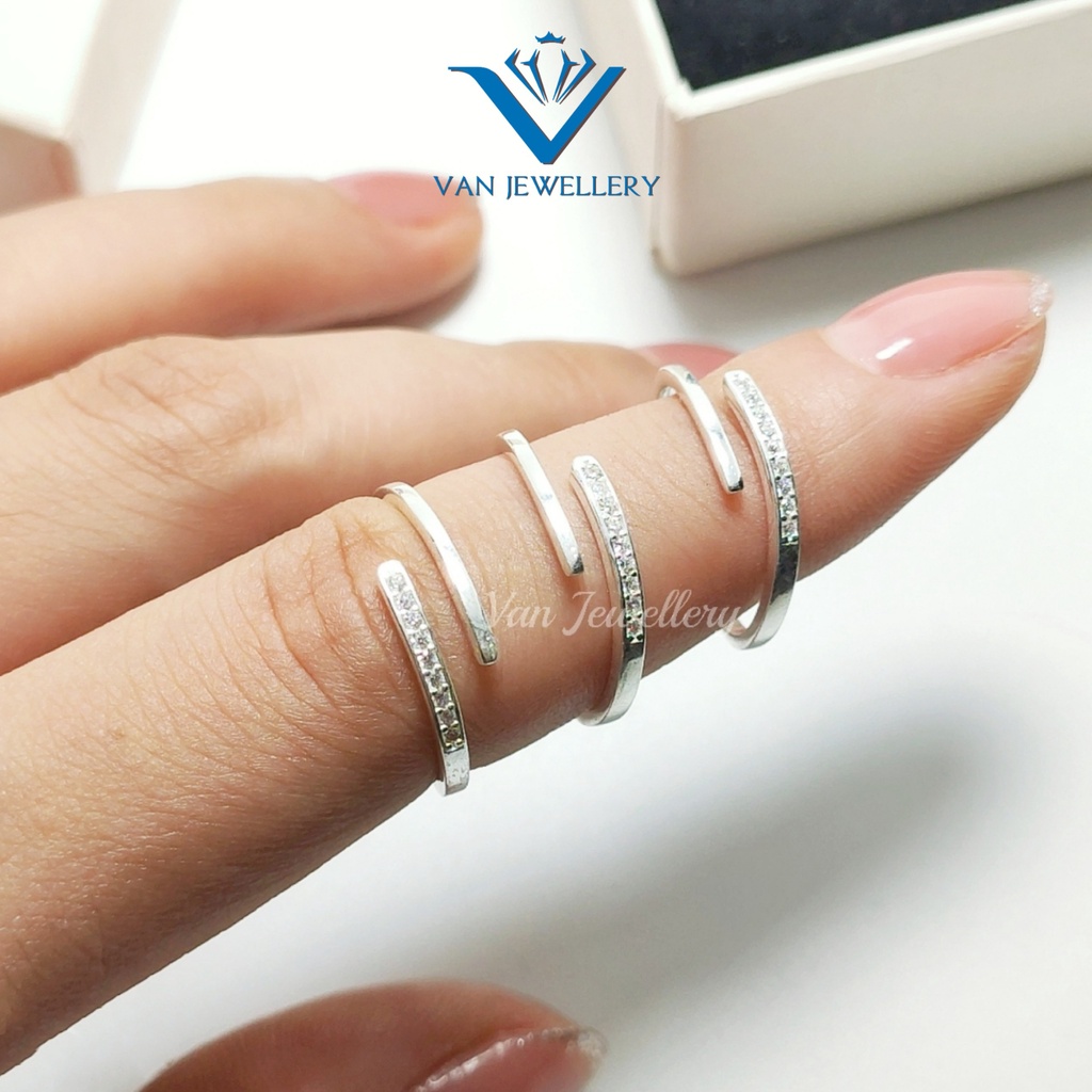 Nhẫn bạc nữ Nhẫn một hàng đá vòng Van Jewelry V10010 free size