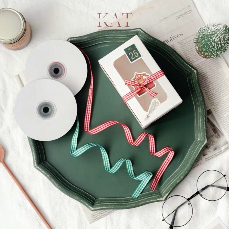 Ruy Băng Vải Trang Trí Bánh Hoạ Tiết Sọc Caro - KAT Official Store
