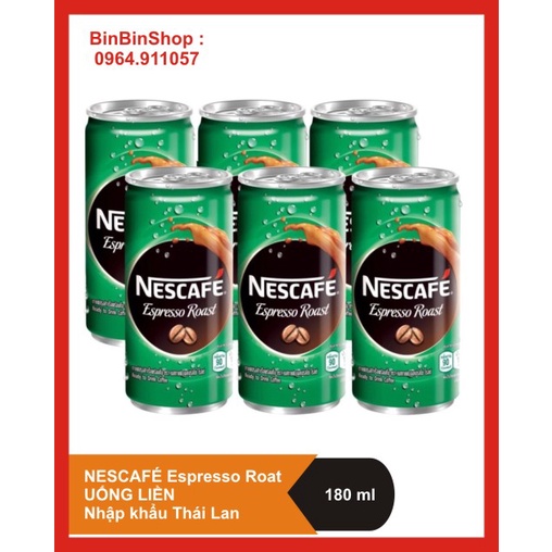 Cà Phê uống liền Nestlé Nescafé Espresso Roast (180 ml) - Combo 6 lon