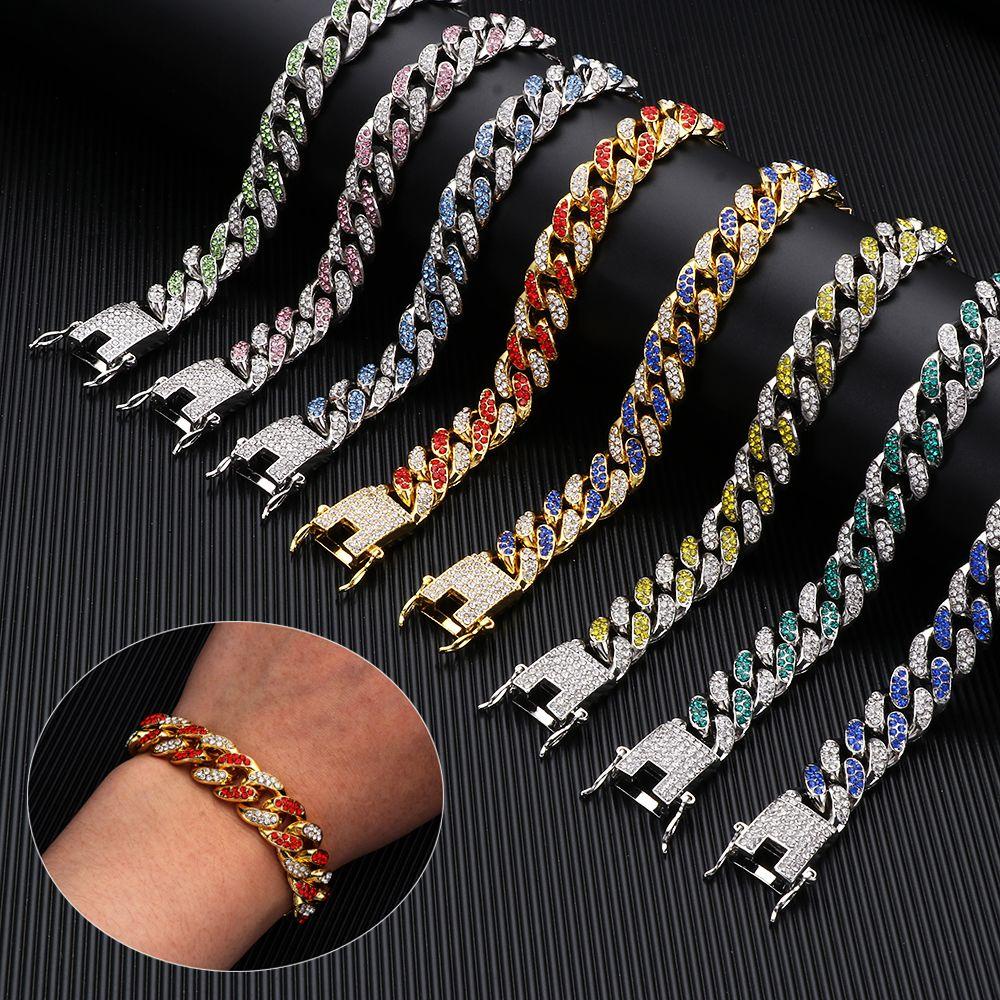 Vòng Tay Mắt Xích Kim Cương 12mm Sang Trọng Thời Trang Cho Nam Nữ