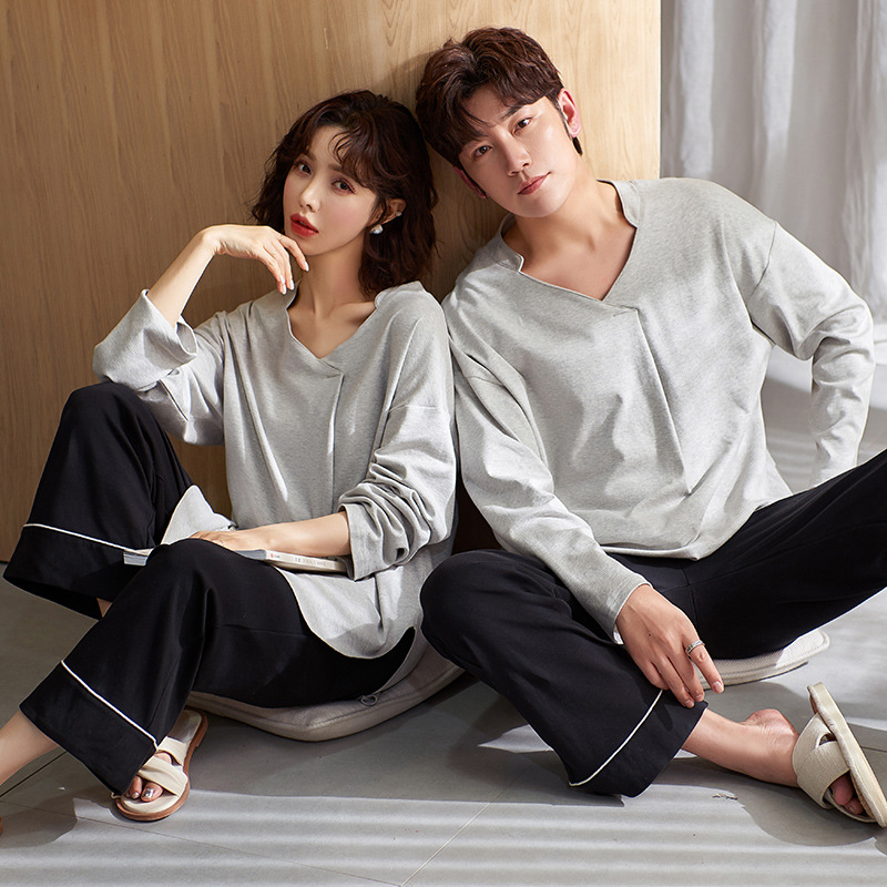 Bộ đồ ngủ pijama tay dài họa tiết hoạt hình xinh xắn dành cho cặp đôi