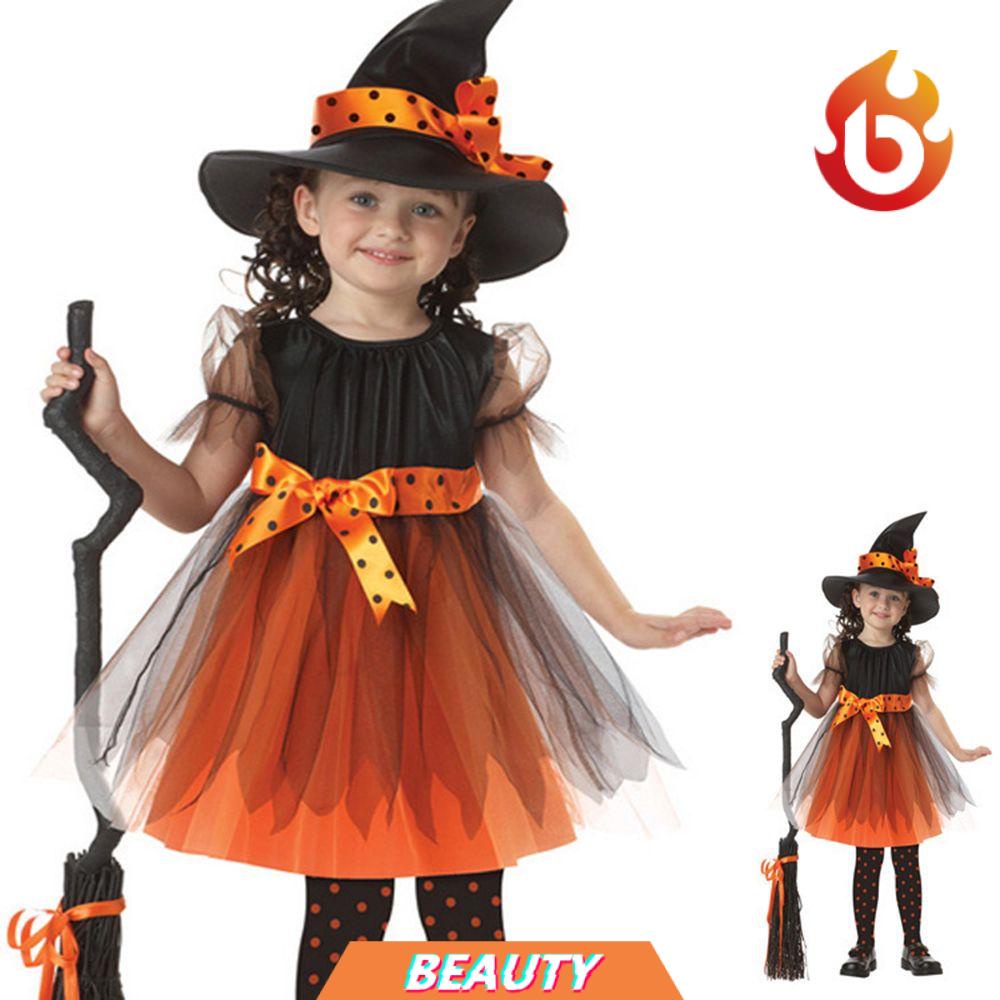 Set Đồ Hóa Trang Phù Thủy Halloween Cho Bé Gái