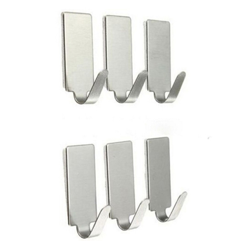 6 Móc Treo Đồ Dán Tường Bằng Thép Không Gỉ Tiện Dụng
