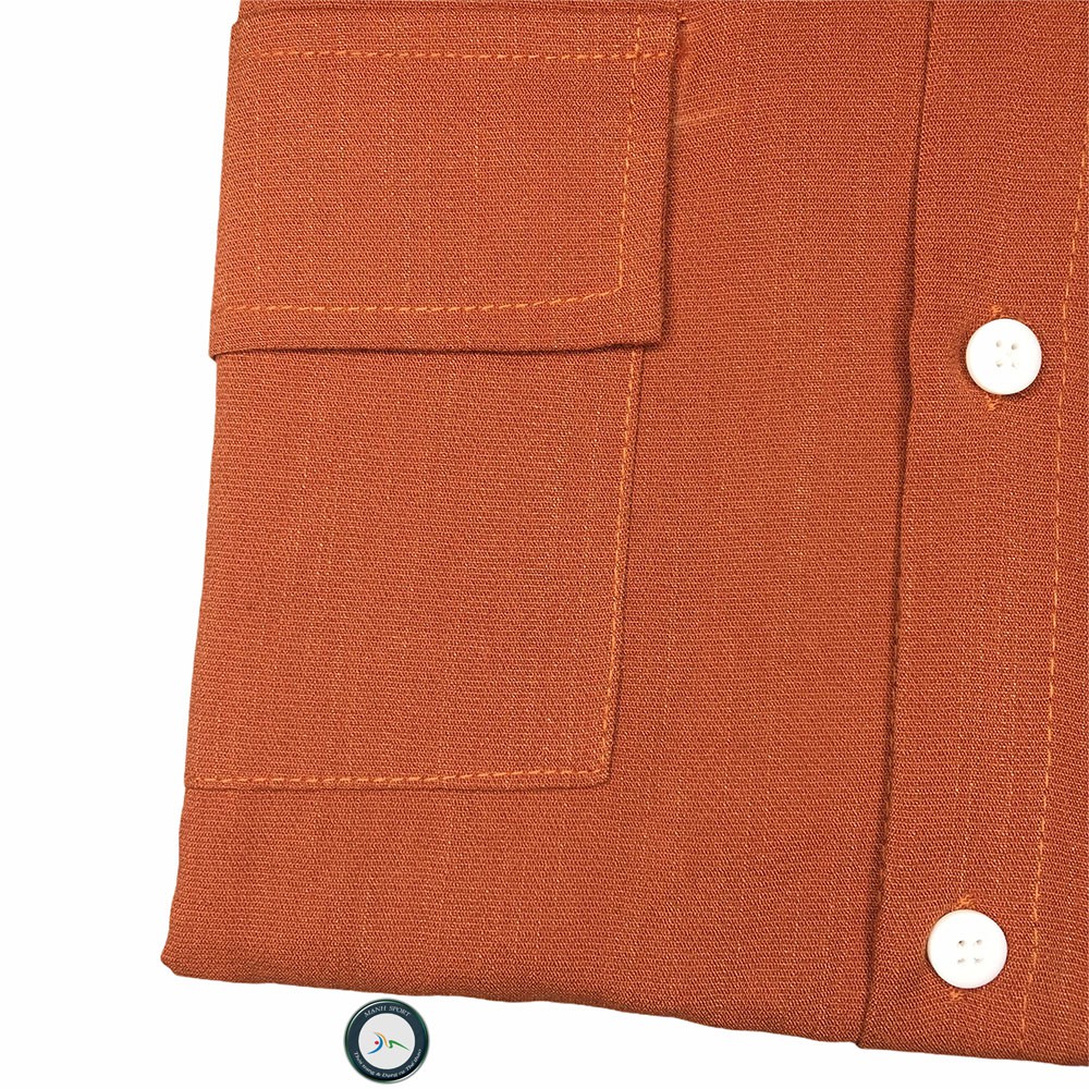 Áo Sơ Mi Nam Dài Tay Màu Cam Đất Có Túi Chất Vải Đũi Xước Chống Nhăn Form Body [11] | BigBuy360 - bigbuy360.vn