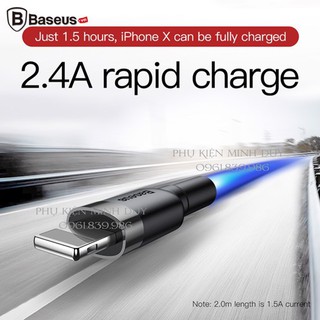 Cáp sạc nhanh Baseus Cafule Lightning cho iPhone/ iPad (2.4A, sạc nhanh, siêu bền)