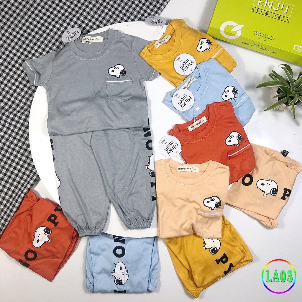 [LA03] Bộ Tay Cộc, Quần Alibaba Thun lạnh MINKY MOM CÓ SIZE ĐẠI Snoopy Mềm Mịn, Thấm Hút Mồ Hôi, Hàng Chuẩn Đẹp Cho Bé