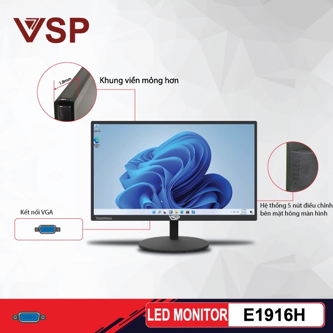 Màn hình máy tính VSP 19 inch LED Monitor E1916H Phân phối Chính hãng