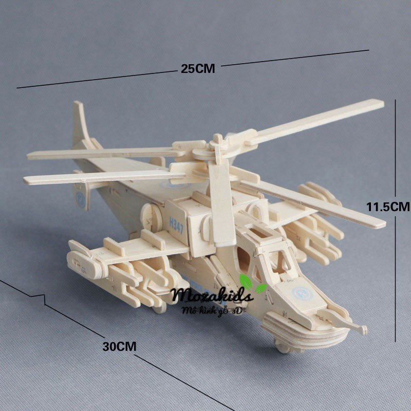Đồ chơi lắp ráp gỗ 3D Mô hình Trực thăng Black Shark