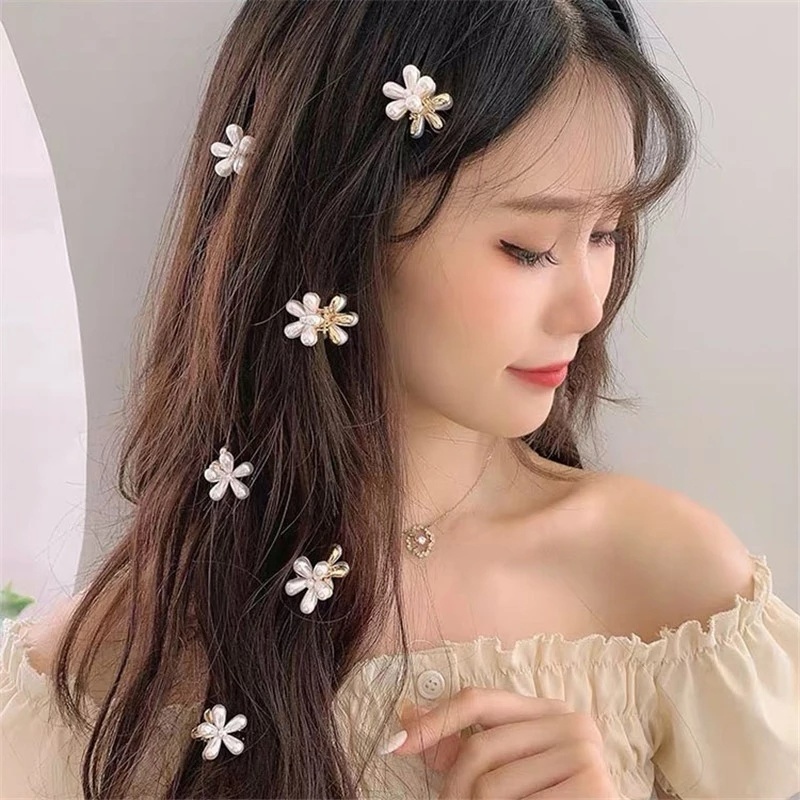 Kẹp Tóc Hình Hoa Cúc Đính Ngọc Trai Nhân Tạo Dễ Thương Dành Cho Bé Gái