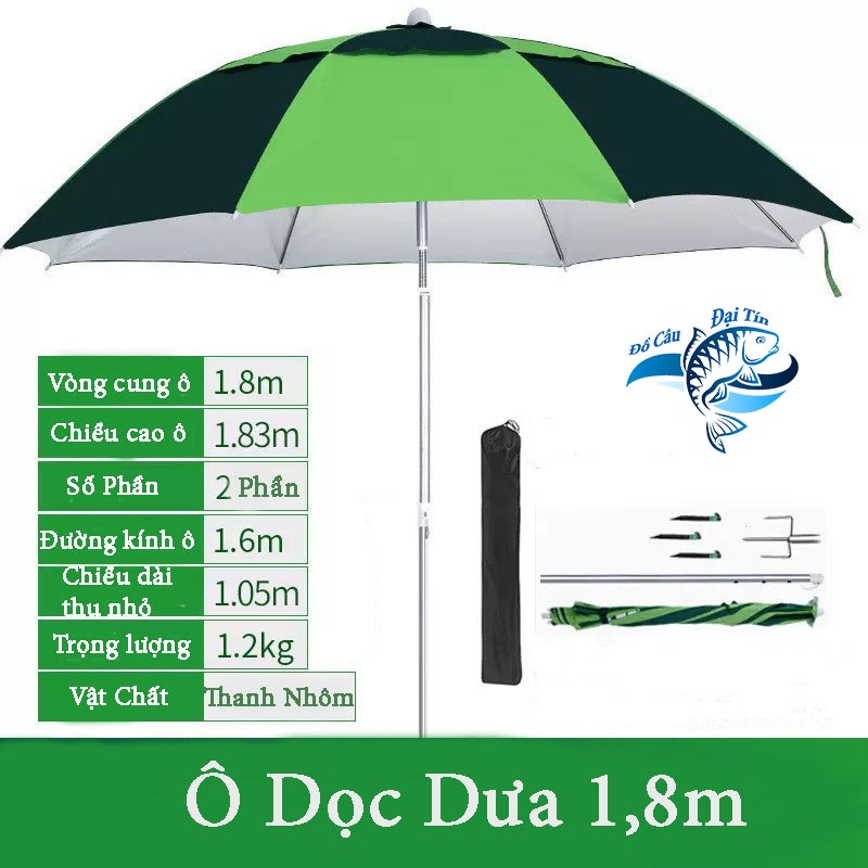 Ô Câu Cá Ô Dù Che Nắng Mưa 2 Tầng Cá KOI - Biển Xanh Dòng Cao Cấp Sang Trọng Có Size 2M và 2.6M - Đồ Câu Đại Tín