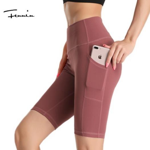 FENNIN Quần Short legging Lửng Nữ Thể Thao Eo Cao Đàn Hồi Mau Khô Tập Gym Yoga Nâng Mông (S-XXXL) ་